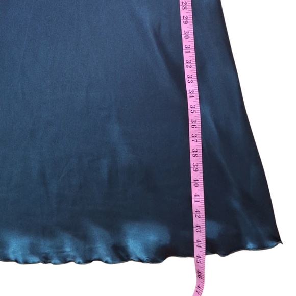 Bebe Teal Satin Slip Dress Sz M Cowl Neck Midi Dopamine Soft Glam Cocktail - Picture 7 of 10